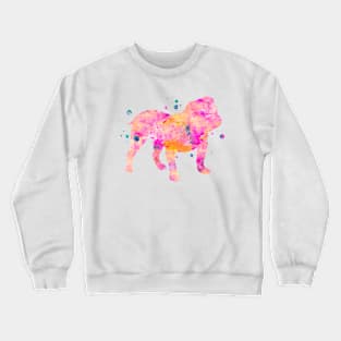 Pink English Bulldog Watercolor Painting Crewneck Sweatshirt